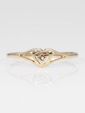 Estate 10K Solid Yellow Gold Ring - Heart-Shaped Ring